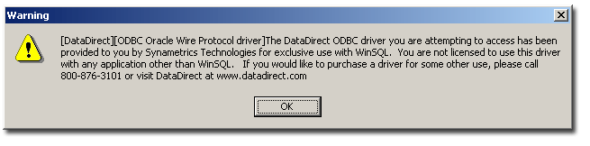ODBC License Warning