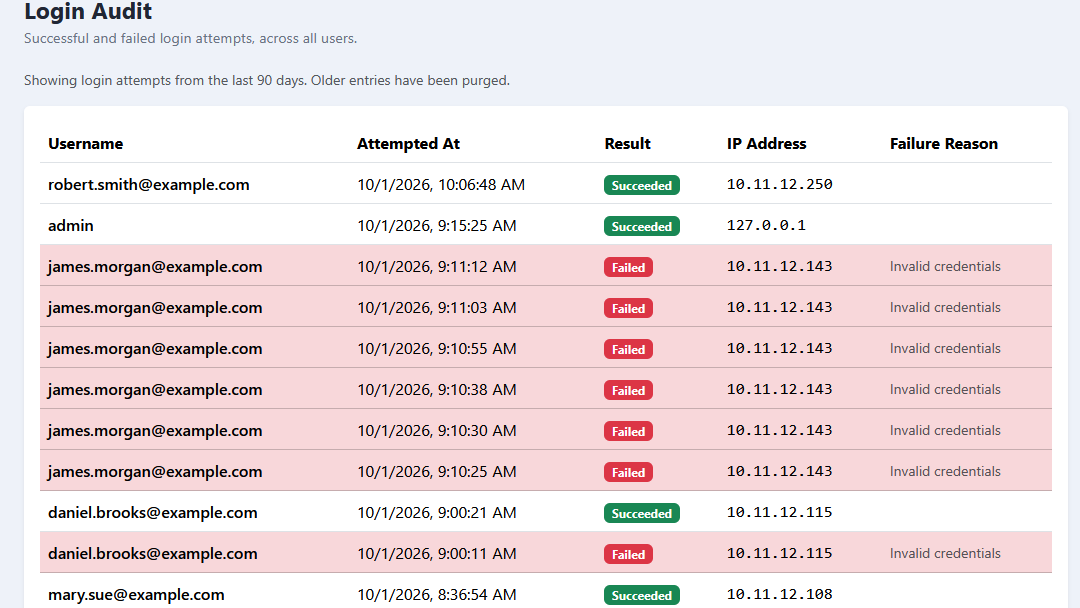 The Login Audit report.