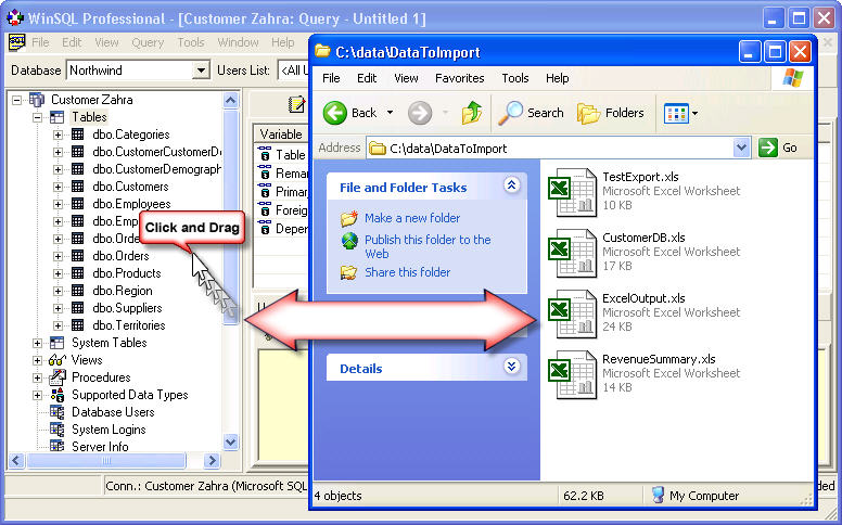 WinSQL Redshift Excel