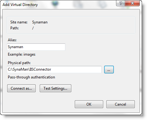 Create Virtual Directory Dialogue