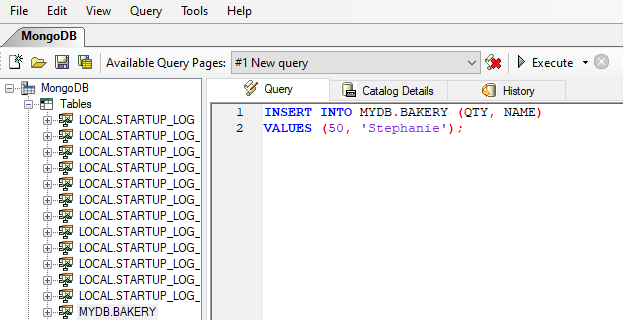 MongoDB Add Data into Table