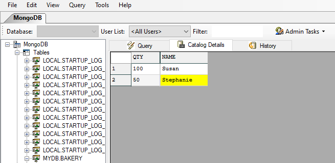 MongoDB View Data in Table