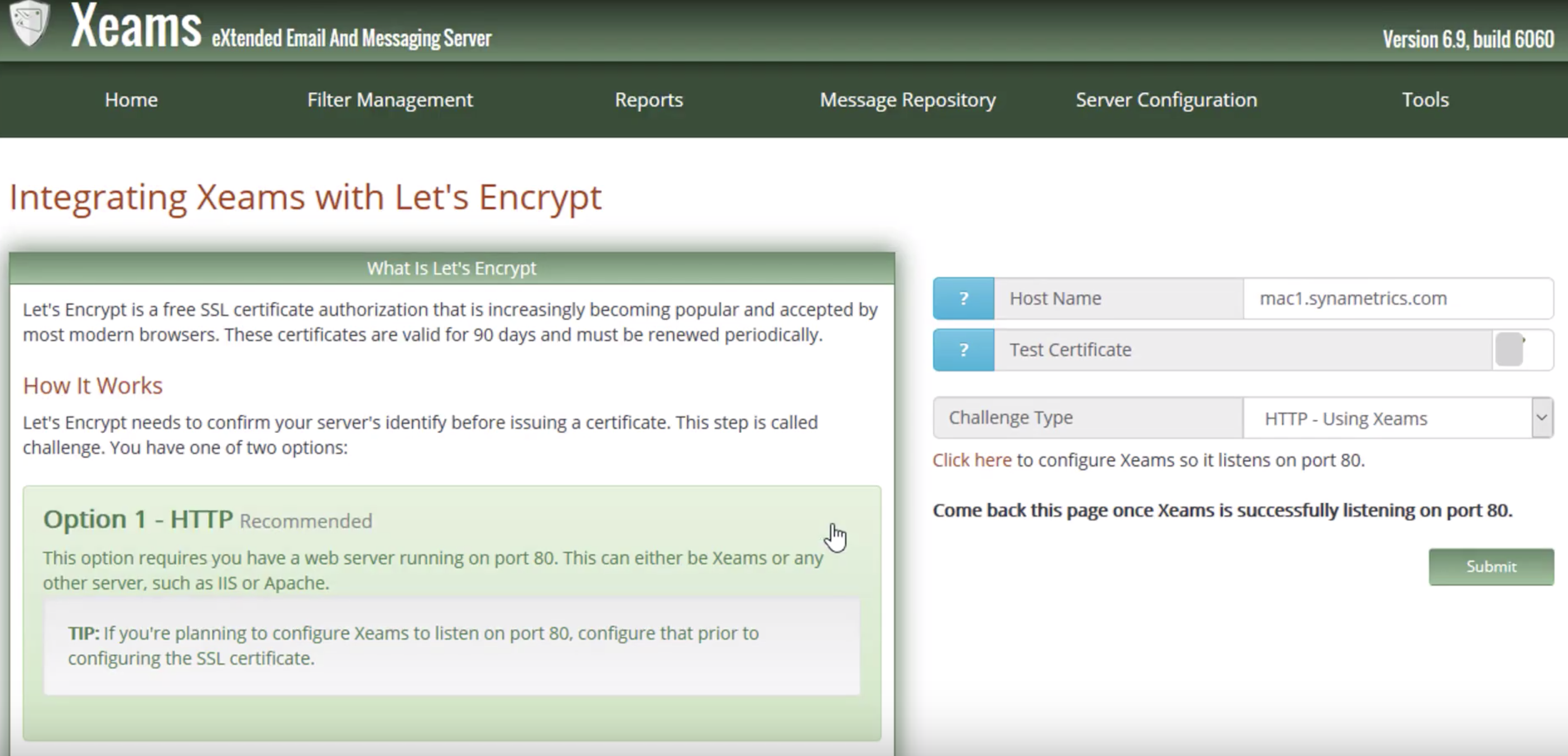 Screen Shot for Let's Encrypt