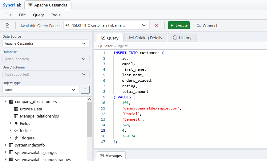 SyncriTab add user in Apache Cassandra