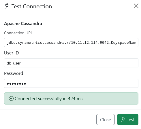 Apache Cassandra SyncriTab successful connection