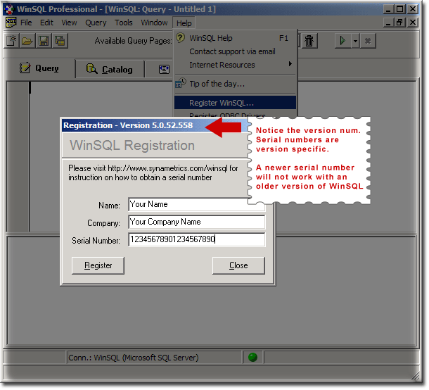 WinSQL Registration