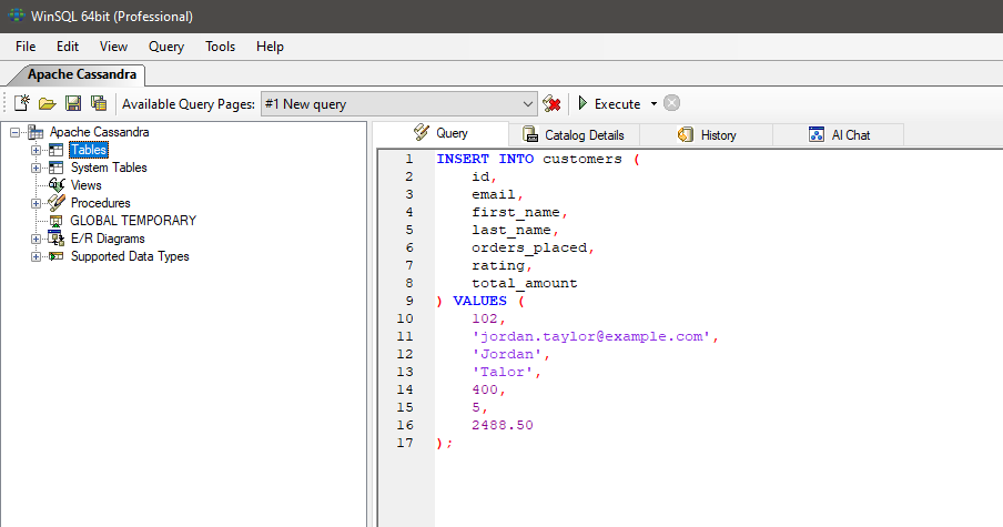 WinSQL add user in Apache Cassandra