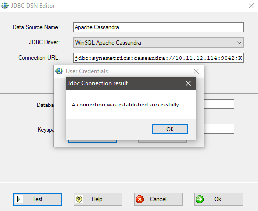 WinSQL successful connection to Apache Cassandra